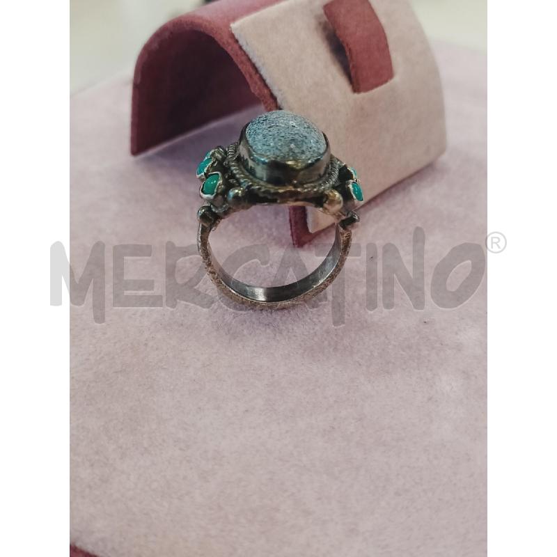 ANELLO ARG LAVORATO LATERALI TURCHESE CENTRALE BLU | Mercatino dell'Usato Roma rebibbia 3