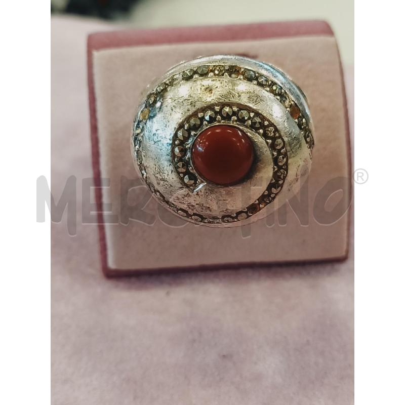 ANELLO ARG TONDO FASCIA STRASS CENTRALE PIETR ROSSA | Mercatino dell'Usato Roma rebibbia 1