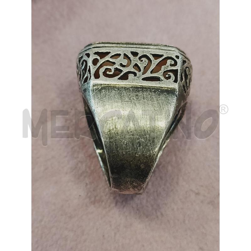 ANELLO ARG TRAFORATO QUADRATO CENTRALE PIETRA BIANCA | Mercatino dell'Usato Roma rebibbia 3
