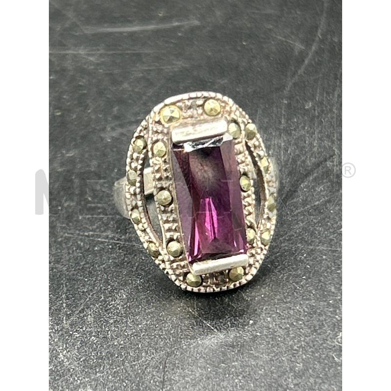 ANELLO DONNA ARG CENTRALE PIETRA VIOLA FASCIA STRASS | Mercatino dell'Usato Roma rebibbia 1