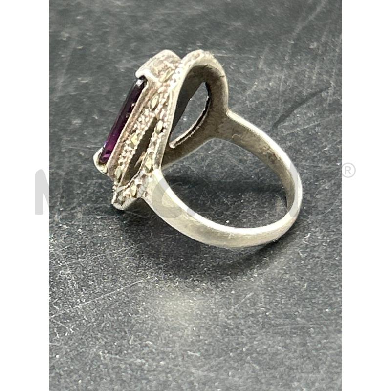 ANELLO DONNA ARG CENTRALE PIETRA VIOLA FASCIA STRASS | Mercatino dell'Usato Roma rebibbia 2