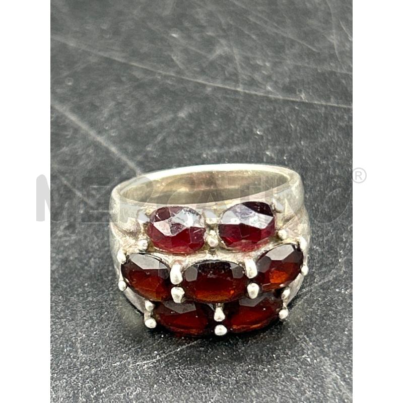 ANELLO DONNA ARG FASCIA PIETRE ROSSO SCURO | Mercatino dell'Usato Roma rebibbia 1