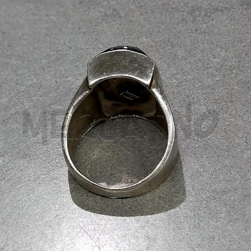 ANELLO DONNA ARG ONICE NERA RETTANGOLARE SFACCETTATA INCISIONI LATERALI | Mercatino dell'Usato Roma rebibbia 3