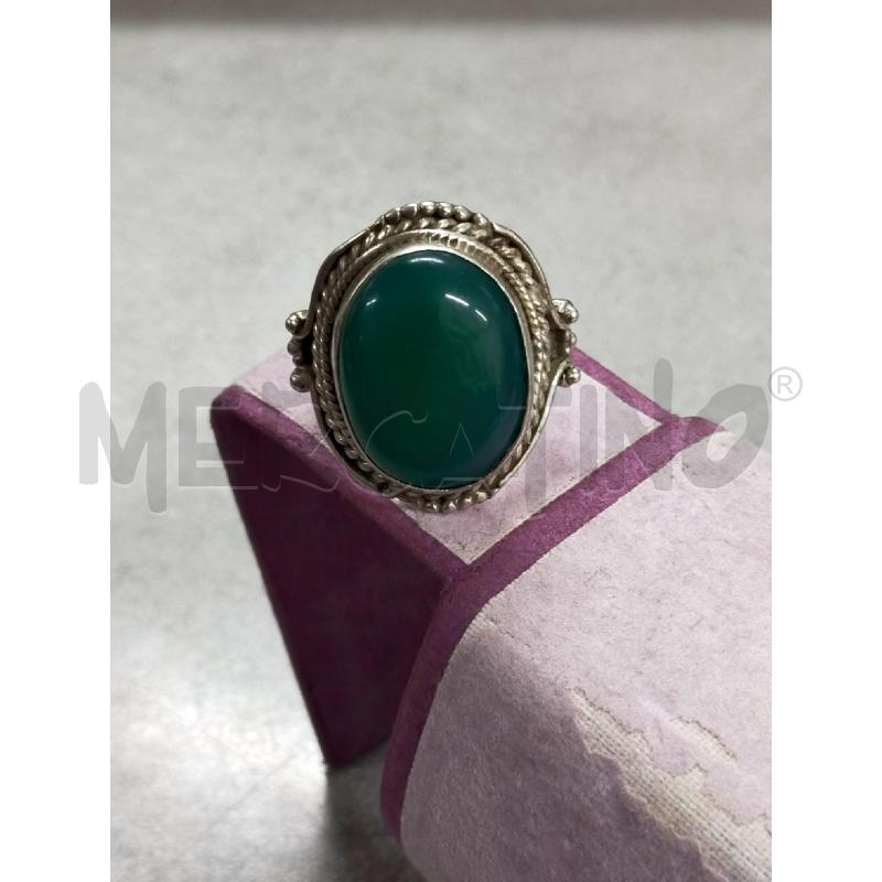 ANELLO DONNA ARG PIETRA OVALE VERDE GRANDE  | Mercatino dell'Usato Roma rebibbia 4