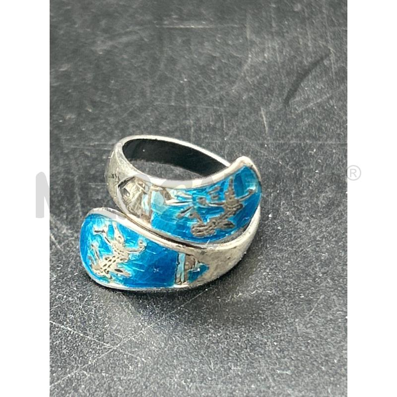ANELLO DONNA ARG SMALTATO BLU DA RIV | Mercatino dell'Usato Roma rebibbia 1