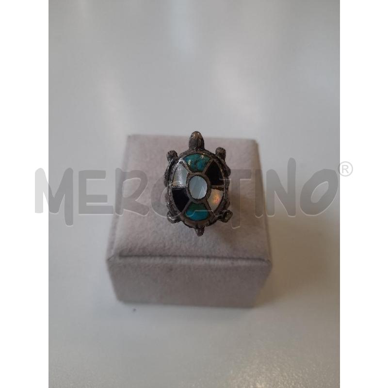 ANELLO DONNA ARG TARTARUGA INSERTI MADREPERLA AZZURRI | Mercatino dell'Usato Roma rebibbia 1