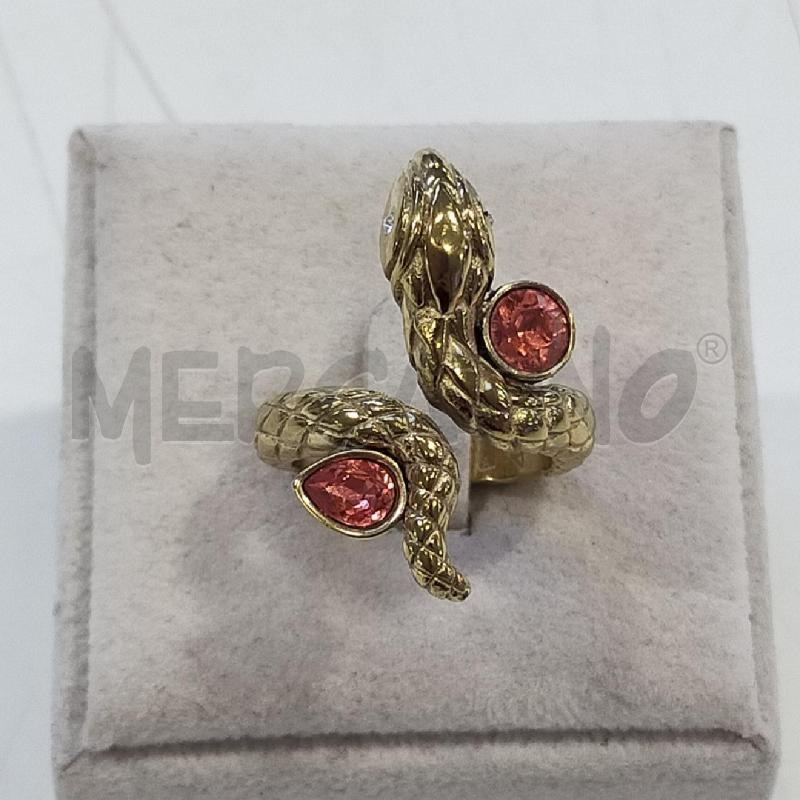 ANELLO DONNA JUST CAVALLI SERPENTE DORATO PIETRE ROSA | Mercatino dell'Usato Roma rebibbia 1
