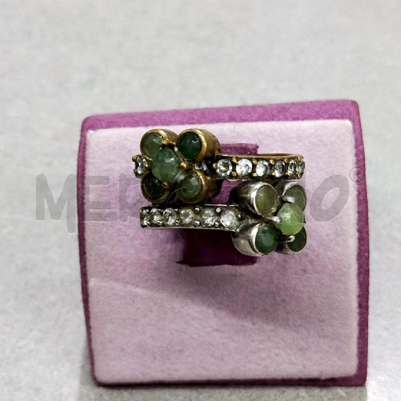 ANELLO DONNA VINT COMBO ARG PARTE CHIARA/T BRONZO MET DETT FIORI PIETRA VERDE  | Mercatino dell'Usato Roma rebibbia 1