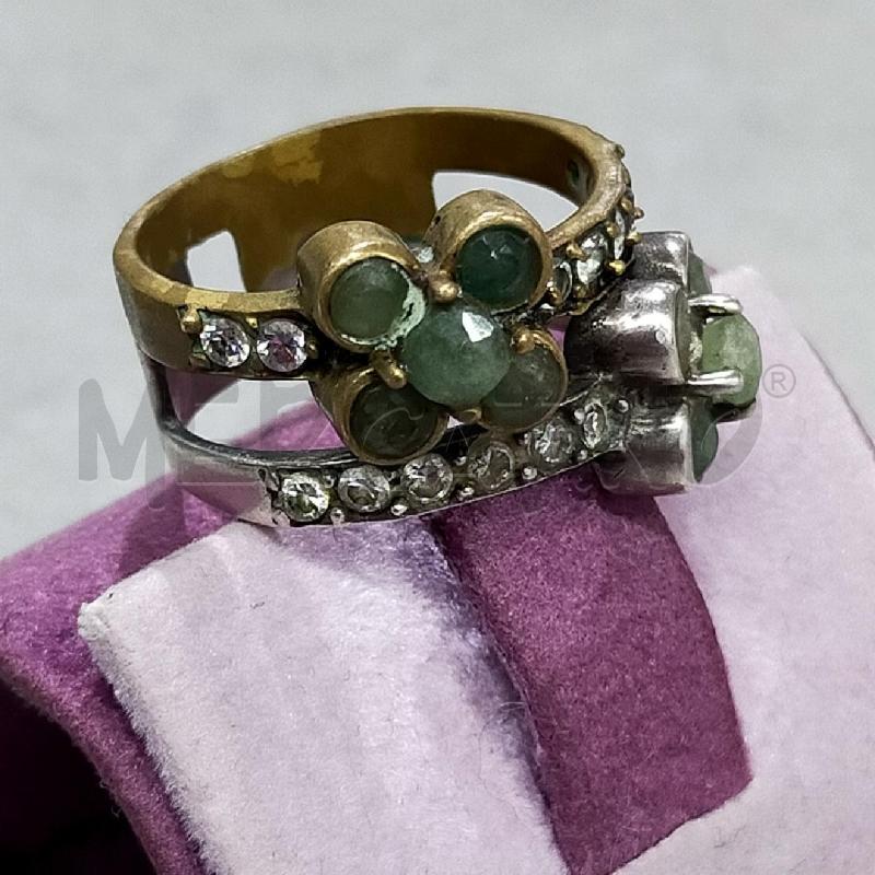 ANELLO DONNA VINT COMBO ARG PARTE CHIARA/T BRONZO MET DETT FIORI PIETRA VERDE  | Mercatino dell'Usato Roma rebibbia 4