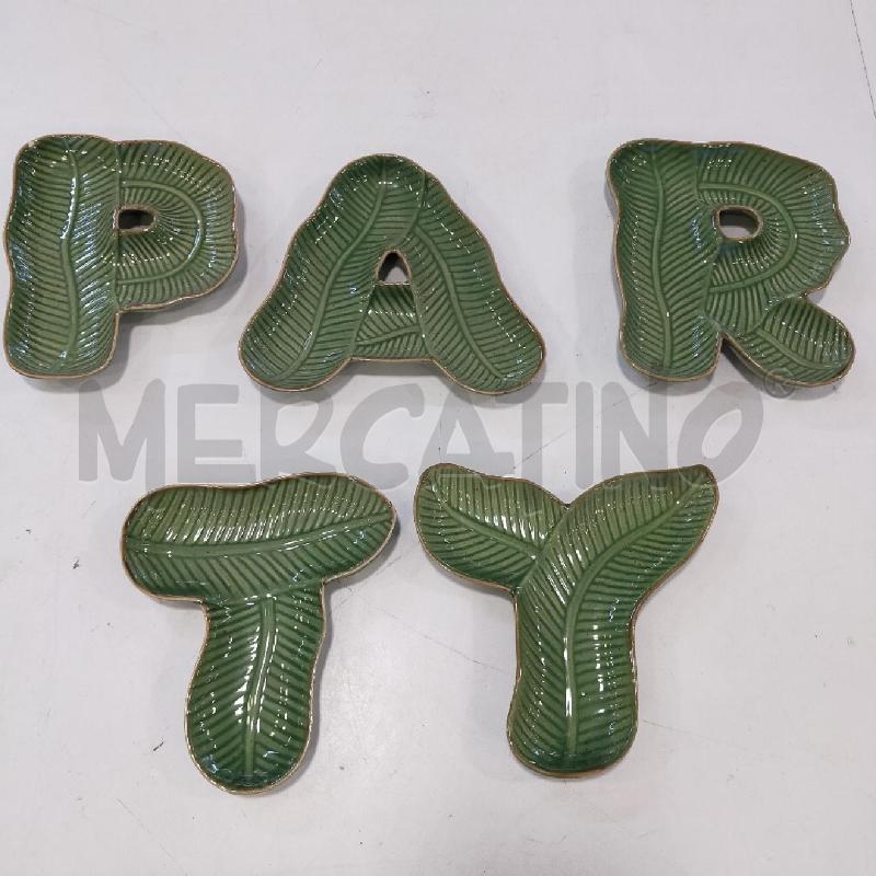 ANTIPASTIERA CERAM VERDE SCRITTA PARTY | Mercatino dell'Usato Roma rebibbia 1