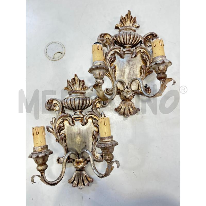APPLIQUE COPPIA LEGNO ARGENTATE 2L | Mercatino dell'Usato Roma rebibbia 1