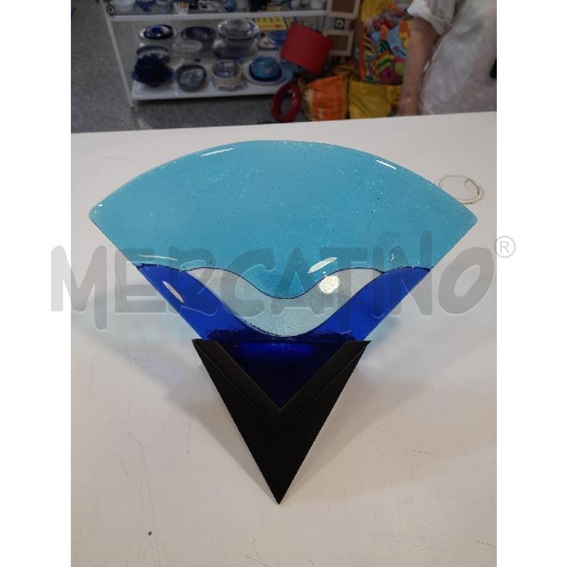APPLIQUE MET NERO VETRO DI MURANO BLU AZZURRO TRIANGOLO  | Mercatino dell'Usato Roma rebibbia 1