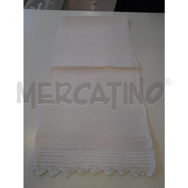 ASCIUGAMANO LINO RICAMATO BEIGE RICAMI BIANCHI | Mercatino dell'Usato Roma rebibbia 4