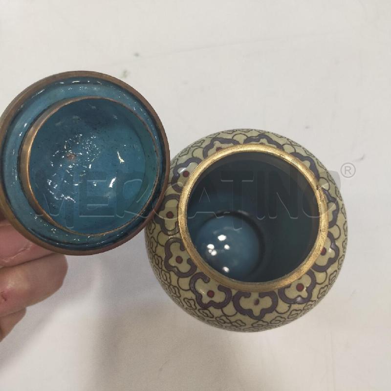 BARATTOLO CLOISONNE BEIGE FIORI ROSA | Mercatino dell'Usato Roma rebibbia 3