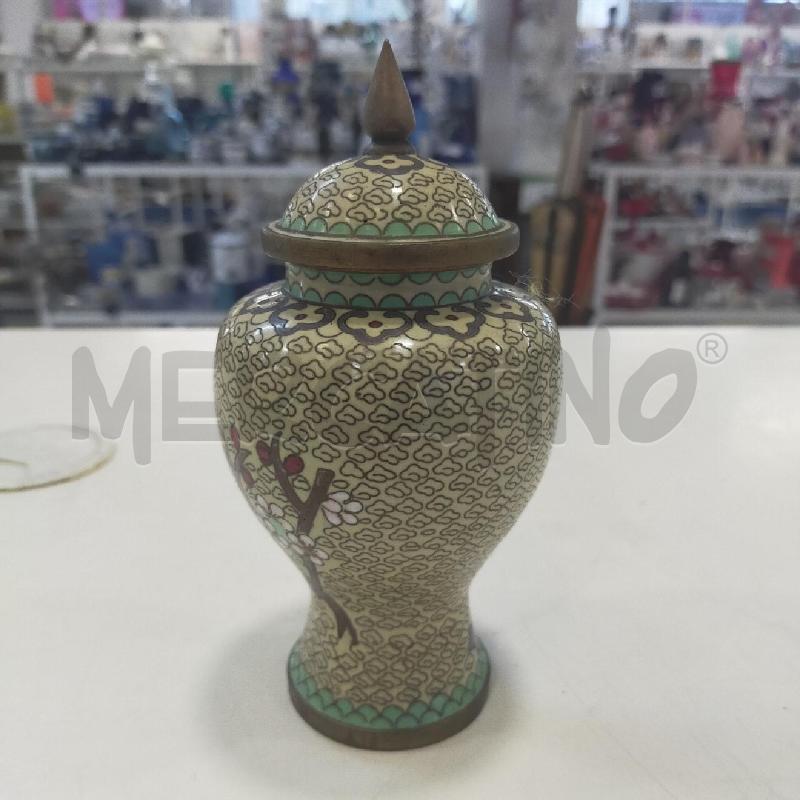BARATTOLO CLOISONNE BEIGE FIORI ROSA | Mercatino dell'Usato Roma rebibbia 1