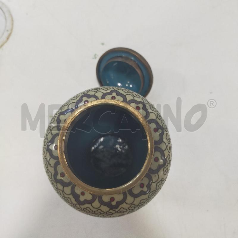 BARATTOLO CLOISONNE BEIGE FIORI ROSA | Mercatino dell'Usato Roma rebibbia 3