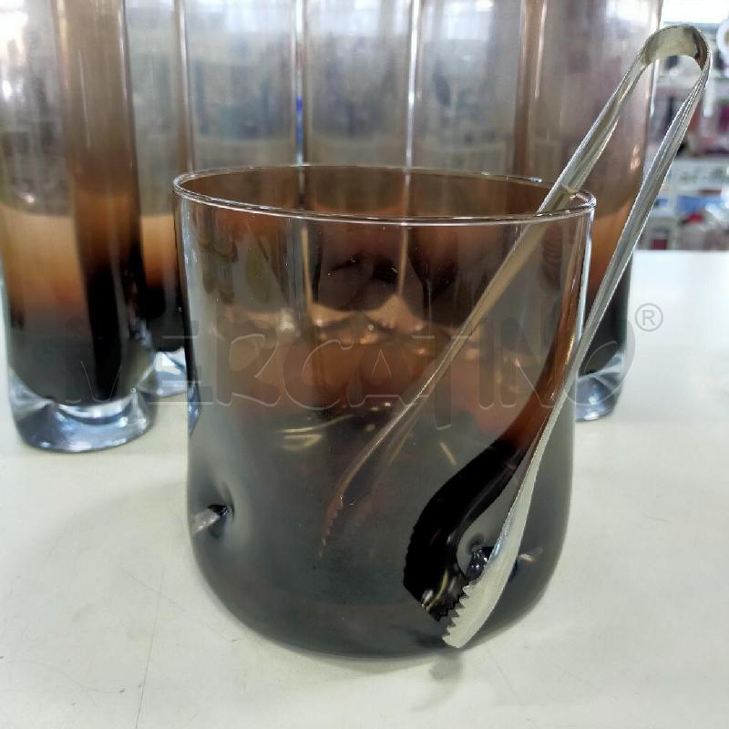 BICCHIERI VETRO MARRONE ARTIGIANALI 6PZ+PORTA GHIACCIO | Mercatino dell'Usato Roma rebibbia 2