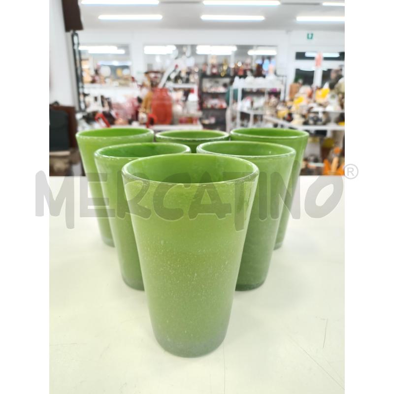 Bicchieri vetro verde mela 6 pz memento