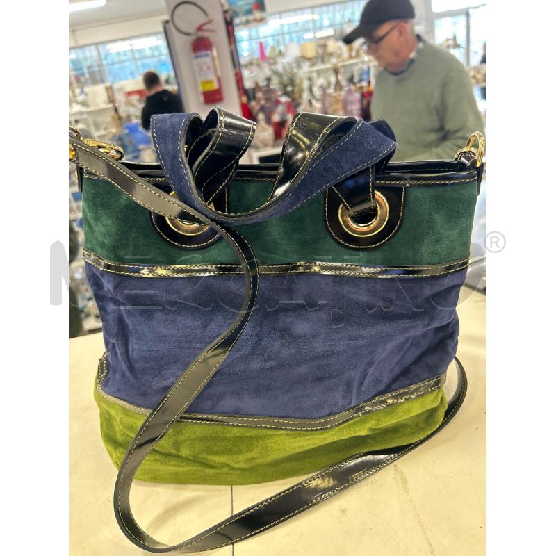 BORSA DONNA BRACCIALINI CAMOSCIO VERDE/BLU ANIMALE TRATTEGG | Mercatino dell'Usato Roma rebibbia 2
