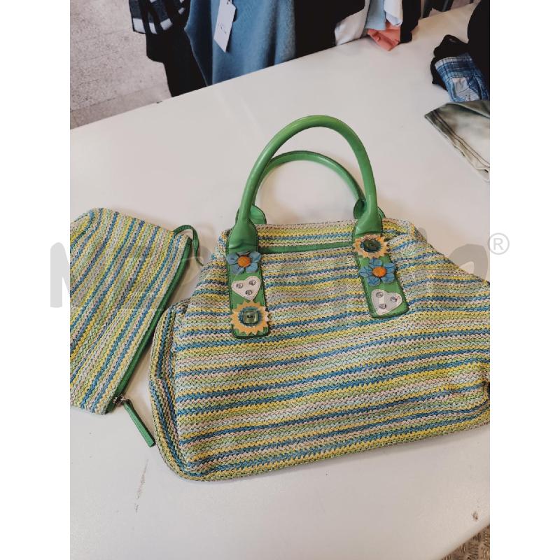BORSA DONNA BRACCIALINI VERDE PAGLIA | Mercatino dell'Usato Roma rebibbia 1