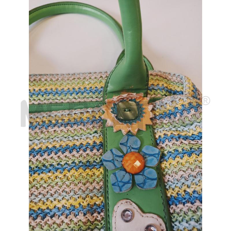 BORSA DONNA BRACCIALINI VERDE PAGLIA | Mercatino dell'Usato Roma rebibbia 2