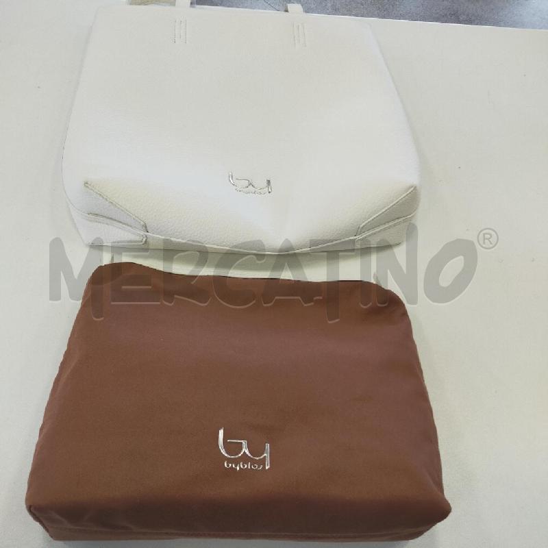 BORSA DONNA BYBLOS BIANCA CON POCHETTE MARRONE INTERNO  | Mercatino dell'Usato Roma rebibbia 3