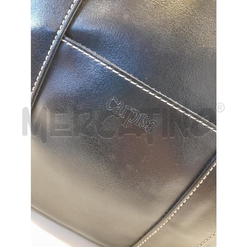 BORSA DONNA CARPISA NERA CUCITURE BIANCHE  | Mercatino dell'Usato Roma rebibbia 3