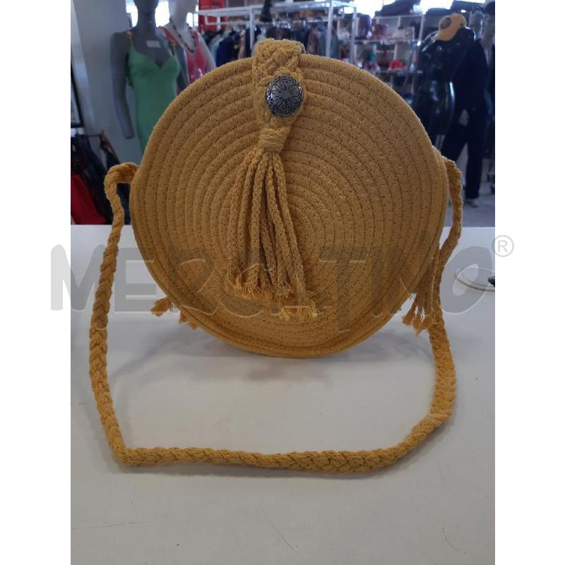 BORSA DONNA COTONE GIALLA TONDA BOTTONECROMO | Mercatino dell'Usato Roma rebibbia 1