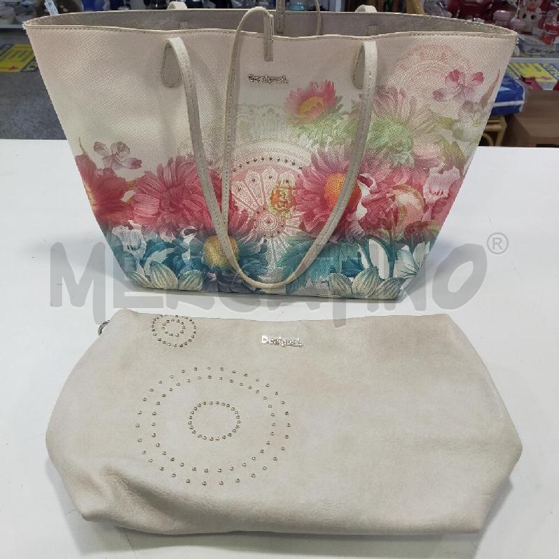 BORSA DONNA DESIGUAL BORSETTA DENTRO  BEIGE FIORI PASTELLO | Mercatino dell'Usato Roma rebibbia 1