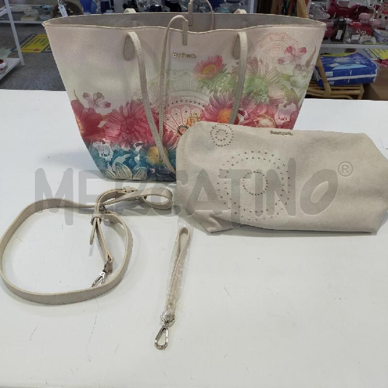 BORSA DONNA DESIGUAL BORSETTA DENTRO  BEIGE FIORI PASTELLO | Mercatino dell'Usato Roma rebibbia 3