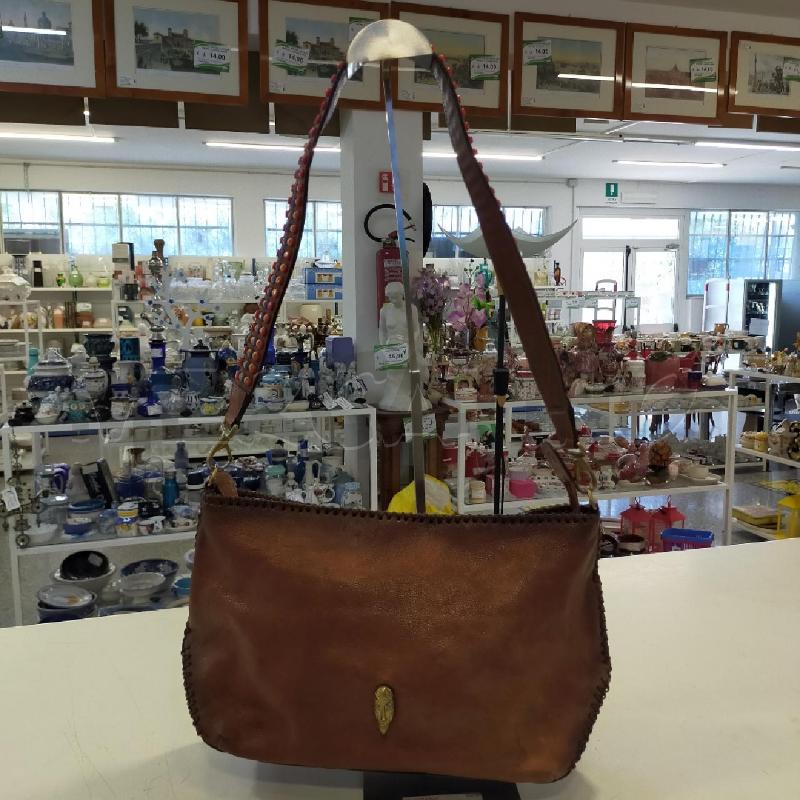 BORSA DONNA HIDESIGN MAASAI PELLE MARRONE PERLINE ROSSE BLU  | Mercatino dell'Usato Roma rebibbia 1