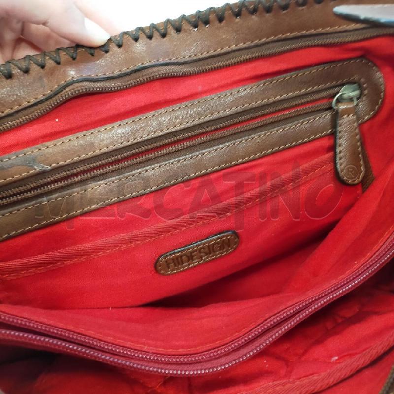BORSA DONNA HIDESIGN MAASAI PELLE MARRONE PERLINE ROSSE BLU  | Mercatino dell'Usato Roma rebibbia 5