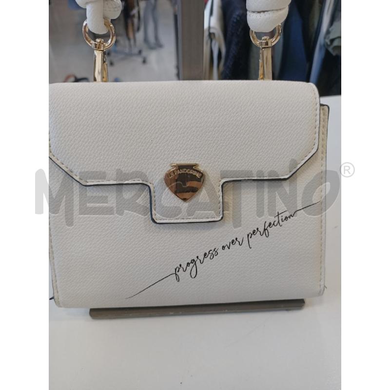 BORSA DONNA LE PANDORINE BIANCA SCRITTA NERA  | Mercatino dell'Usato Roma rebibbia 2