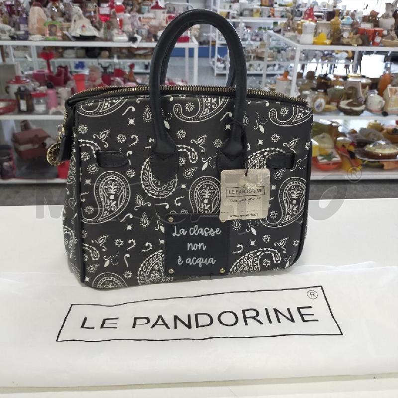 BORSA DONNA LE PANDORINE NERA DECORI BIANCHI | Mercatino dell'Usato Roma rebibbia 1