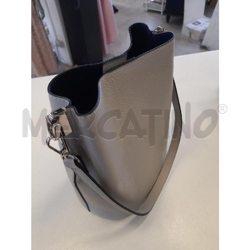 BORSA DONNA PELLE SECCHIELLO ARGENTATO | Mercatino dell'Usato Roma rebibbia 3
