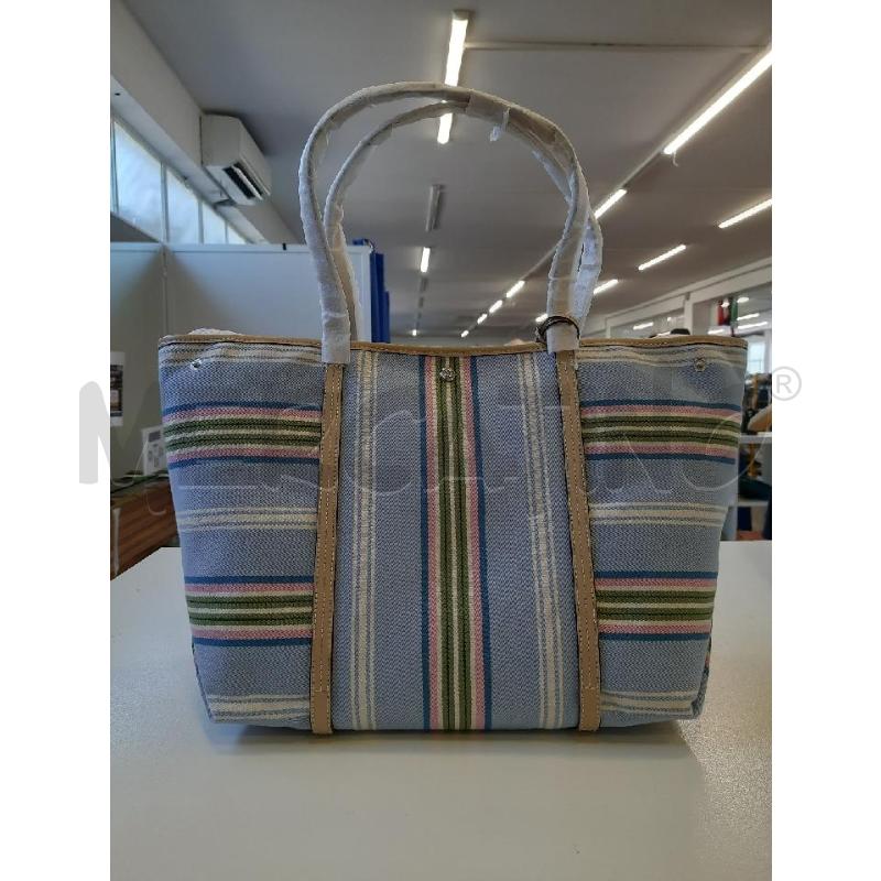 BORSA DONNA RALPH LAUREN CELESTE RIGHE BIANCHE ROSA VERDI  | Mercatino dell'Usato Roma rebibbia 1