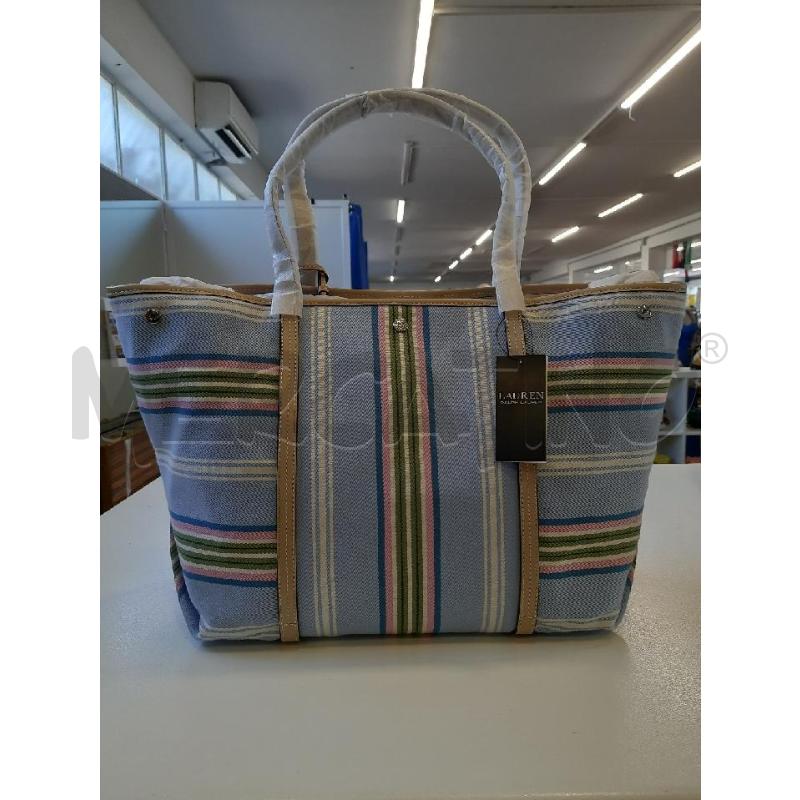 BORSA DONNA RALPH LAUREN CELESTE RIGHE BIANCHE ROSA VERDI  | Mercatino dell'Usato Roma rebibbia 2