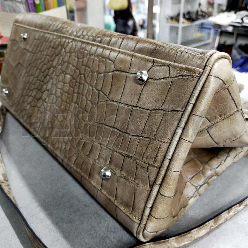 BORSA DONNA RIGIDA VERA PELLE EFFETTO COCC BEIGE | Mercatino dell'Usato Roma rebibbia 5