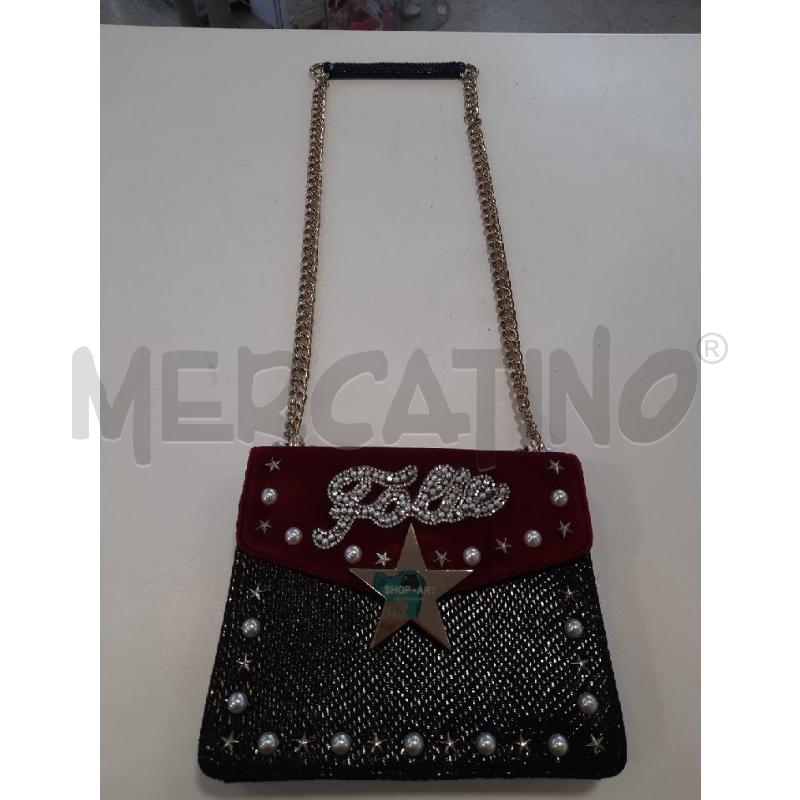 BORSA DONNA ROSSA NERA FOLIE STELLE PERLINE | Mercatino dell'Usato Roma rebibbia 1