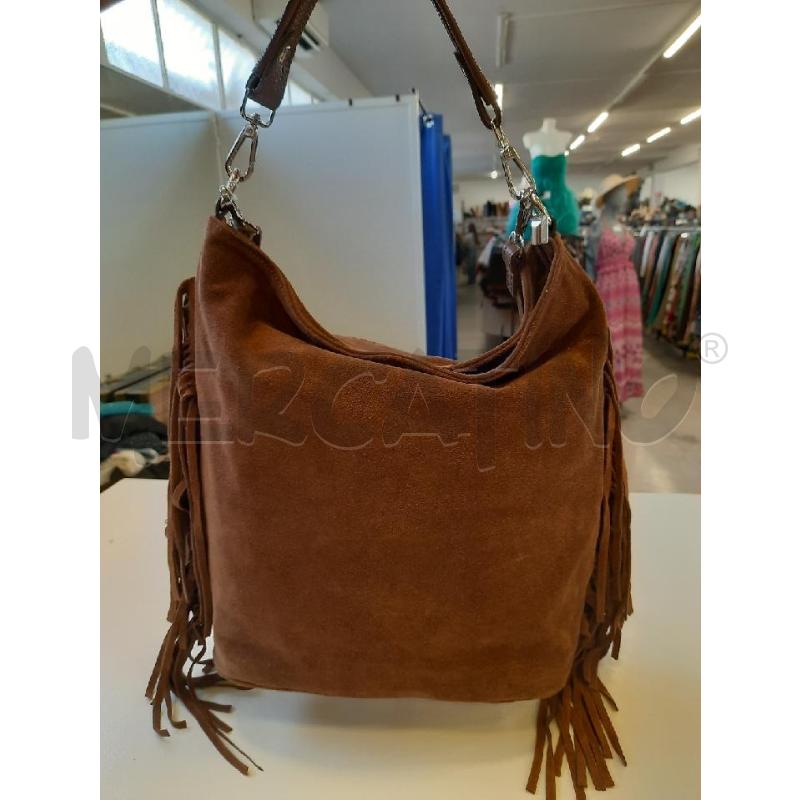 BORSA DONNA SCAMOSCIATA MARRONE SCURO FRANGE | Mercatino dell'Usato Roma rebibbia 2