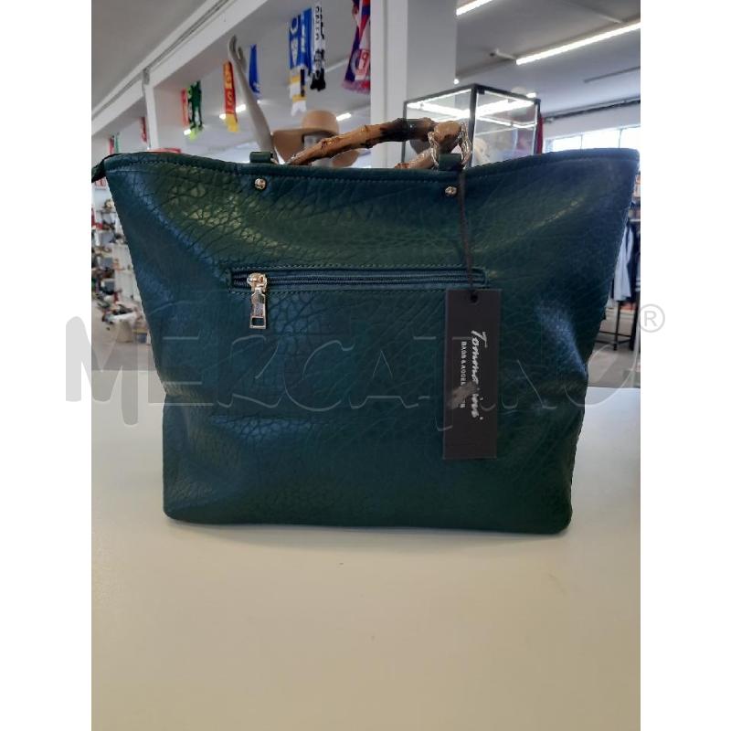 BORSA DONNA TOMMASINI COLOR PETROLIO MANICI FINTO LEGNO CARTELLINATA | Mercatino dell'Usato Roma rebibbia 2