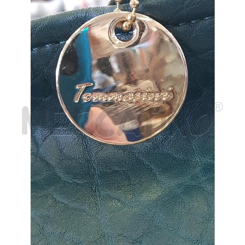 BORSA DONNA TOMMASINI COLOR PETROLIO MANICI FINTO LEGNO CARTELLINATA | Mercatino dell'Usato Roma rebibbia 4