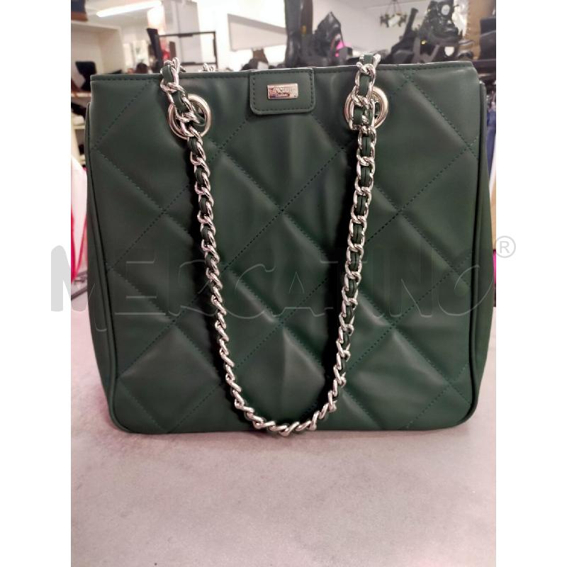 BORSA DONNA VERDE MANICI CROMO CAMOMILLA  | Mercatino dell'Usato Roma rebibbia 1