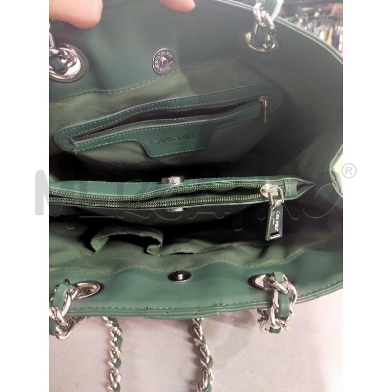 BORSA DONNA VERDE MANICI CROMO CAMOMILLA  | Mercatino dell'Usato Roma rebibbia 4