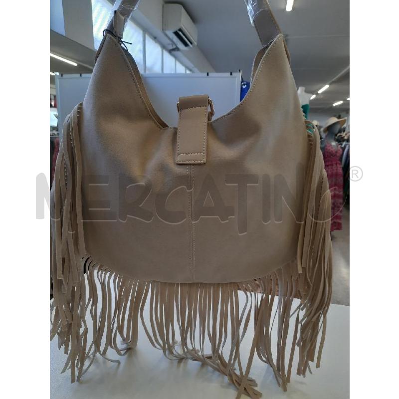 BORSA DONNA VIVIENNE D. SCAMOSCIATA BEIGE FRANGE | Mercatino dell'Usato Roma rebibbia 3