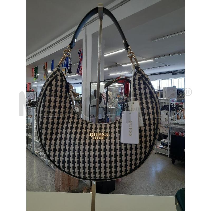 BORSA DONNA  MIREMA GUESS BIANCA NERA CARTELLINATA  | Mercatino dell'Usato Roma rebibbia 1
