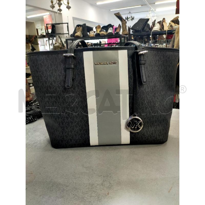BORSA MICHAEL KORS GRIGIO RIGHE BIANCHE GR  | Mercatino dell'Usato Roma rebibbia 1