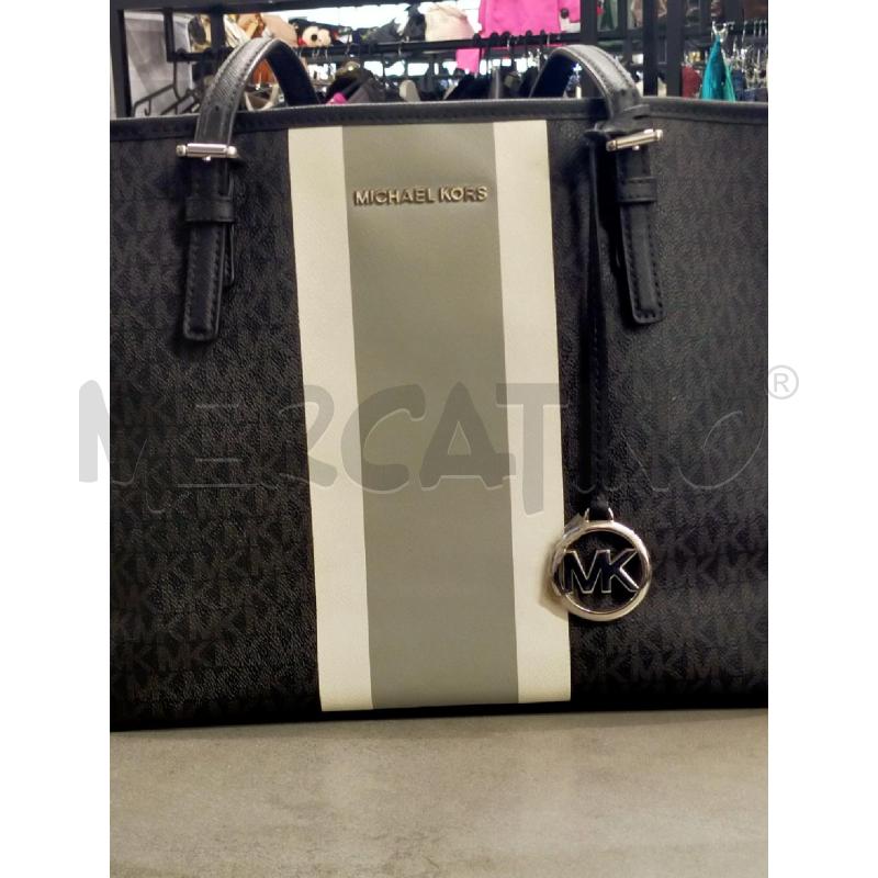 BORSA MICHAEL KORS GRIGIO RIGHE BIANCHE GR  | Mercatino dell'Usato Roma rebibbia 2