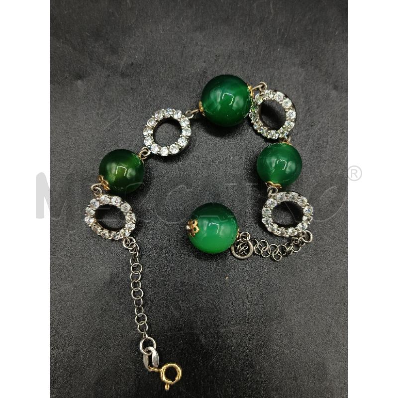 BRACCIALE ARG CATENINA CERCHIO STRASS SFERE VERDI CHIUSURA DOR  | Mercatino dell'Usato Roma rebibbia 1