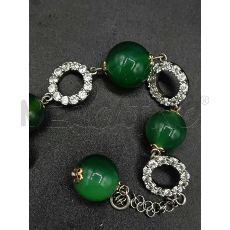 BRACCIALE ARG CATENINA CERCHIO STRASS SFERE VERDI CHIUSURA DOR  | Mercatino dell'Usato Roma rebibbia 2